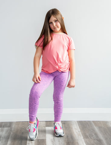 GIRLS 2-6 KNOTTED FRONT YOGA T-SHIRT